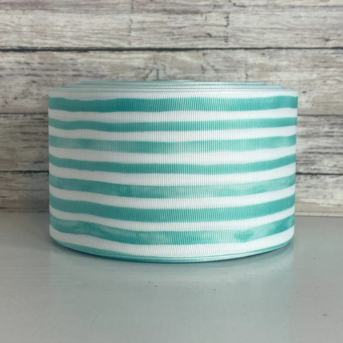 Aqua stripes grosgrain ribbon