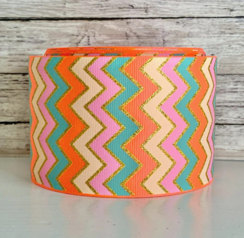 3” chevron glitter ribbon