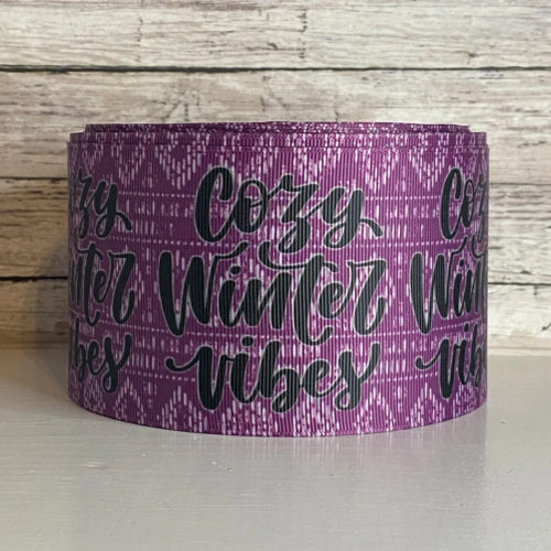 3” cozy winter vibes polyester grosgrain ribbon