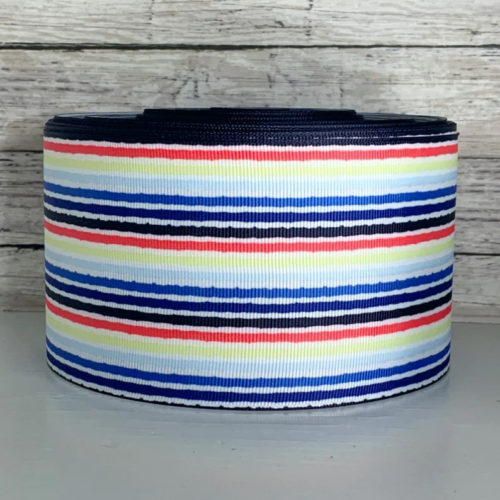 3” bright retro stripe polyester grosgrain ribbon