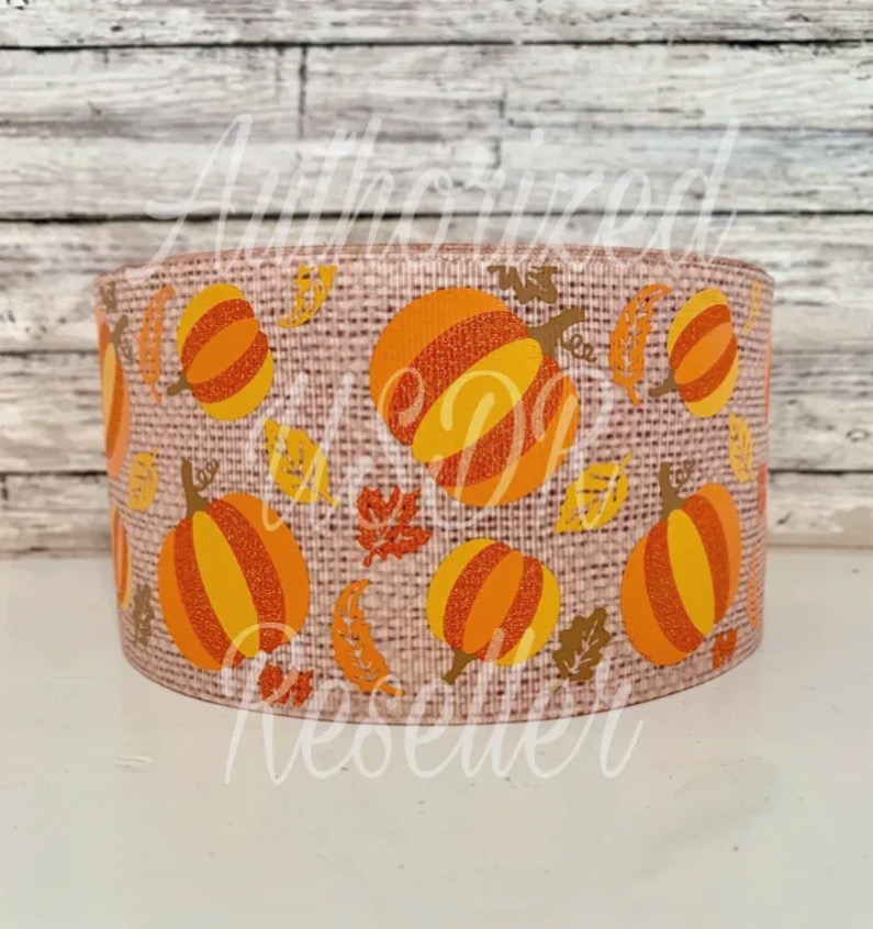 3” glitter pumpkin burlap print USDR