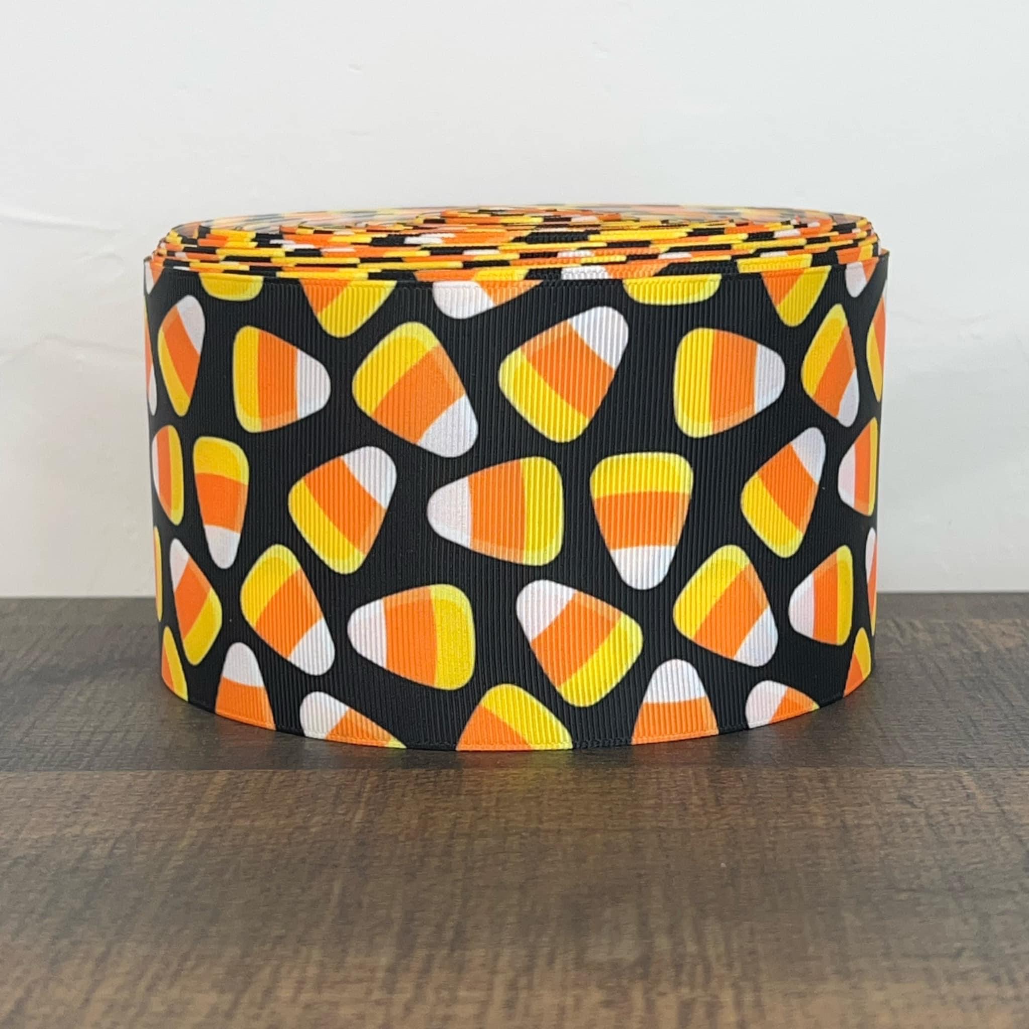 Candy corn promt polyester grosgrain ribbon for crafting and hair bows