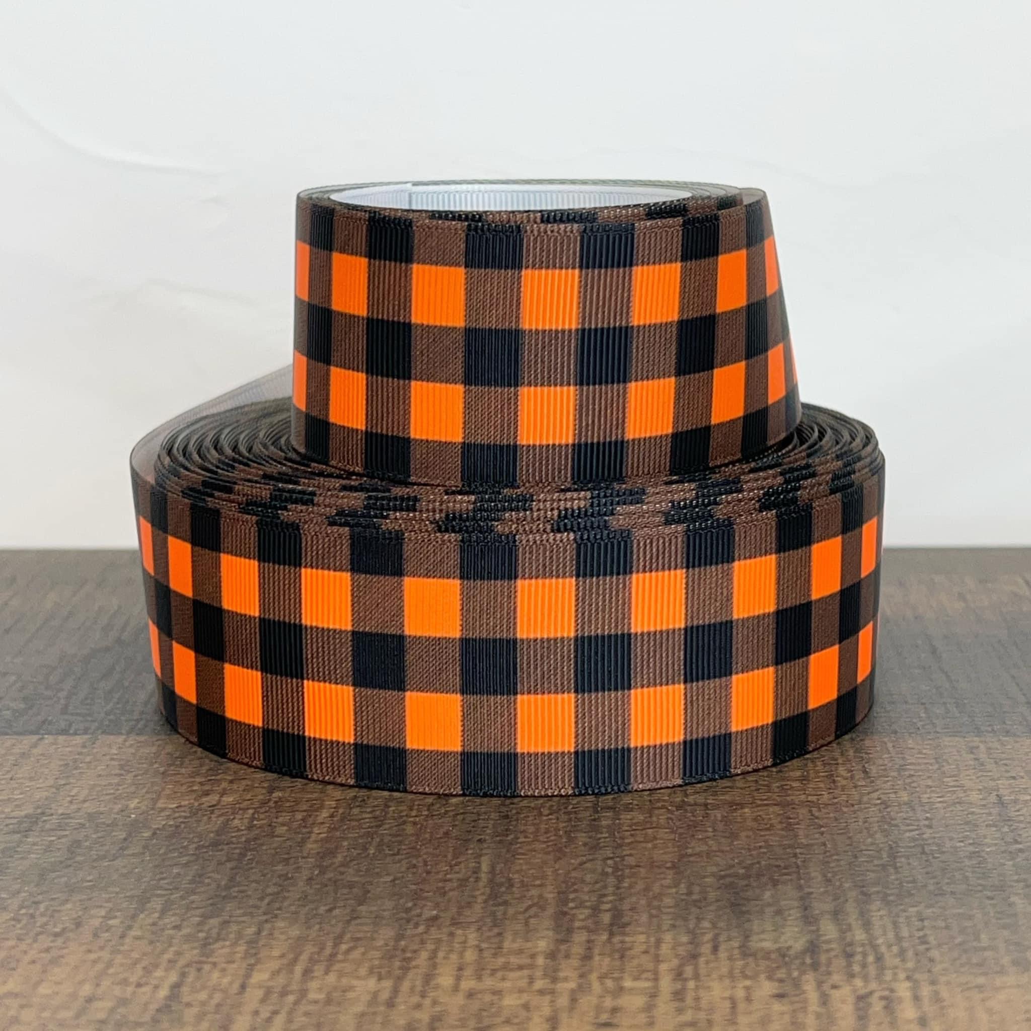 Orange vocals plaid grosgrain ribbon