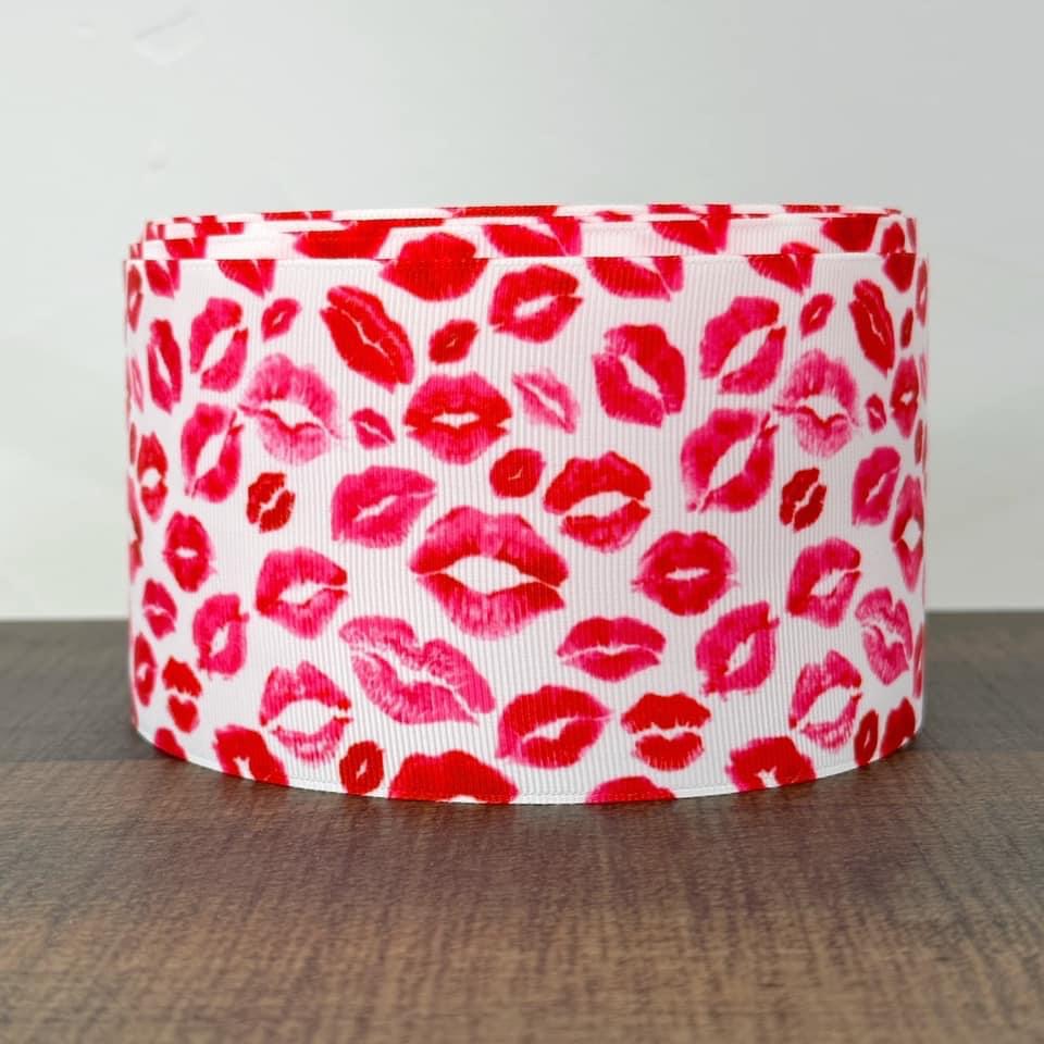 3” kiss print polyester grosgrain ribbon